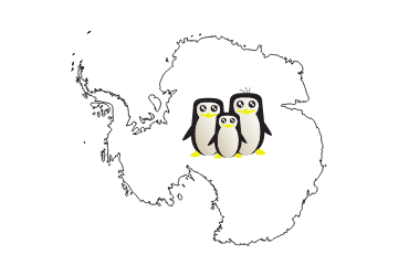 outline of antarctica with penguins in the middle