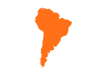 orange outline of south america