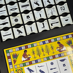 photo of hieroglyphic stamps in a black case