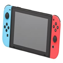 Image of a Nintendo Switch with blue and red joysticks