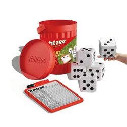 Image of Yahtzee with hand sized dice