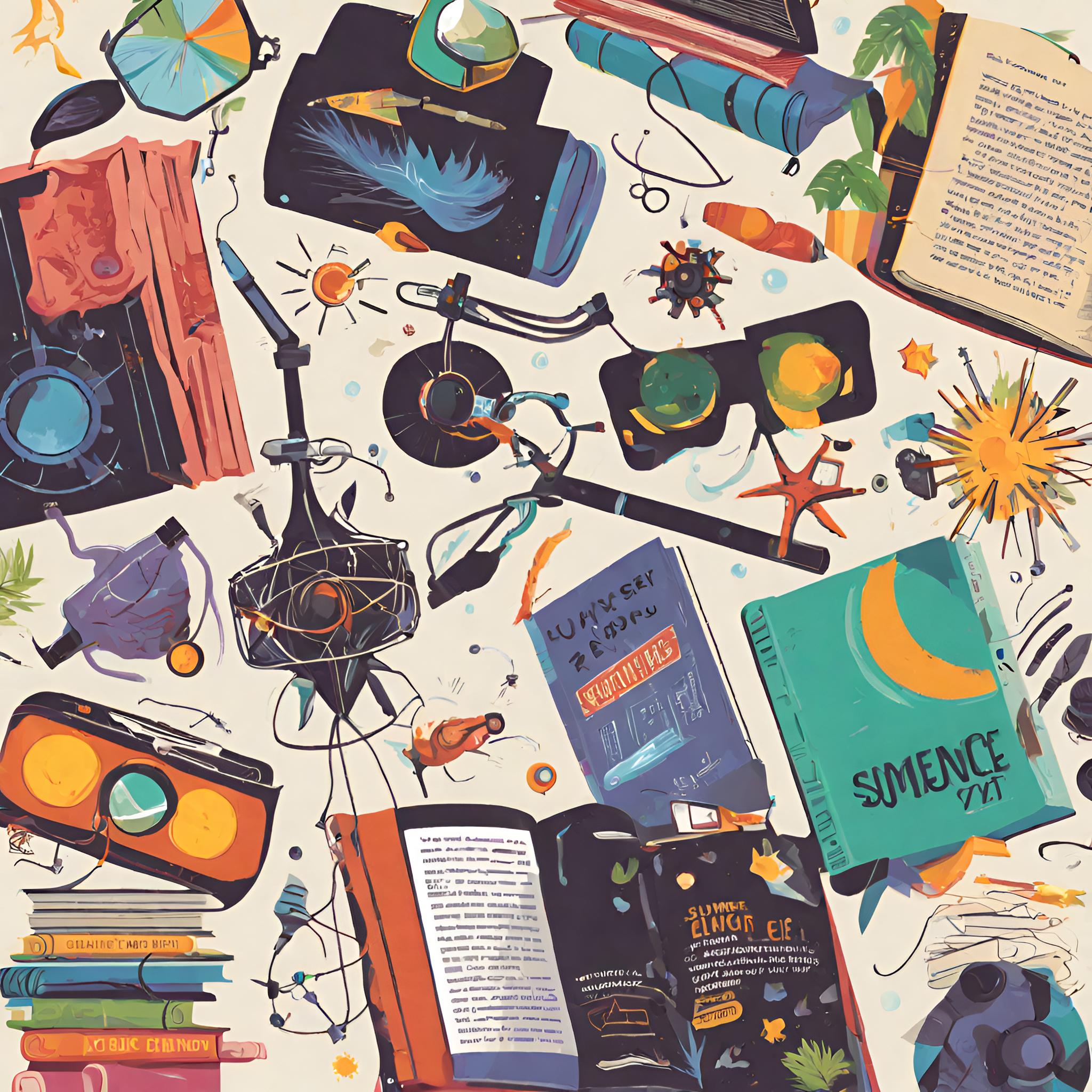Image of books, stars and other stem items