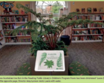 Photo of a planter with large ferns and a sign "Laura Dern the Fern"